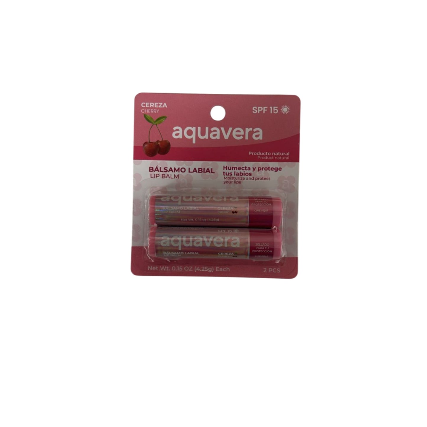 Aquavera Bálsamo De Labios Cereza 2 Piezas