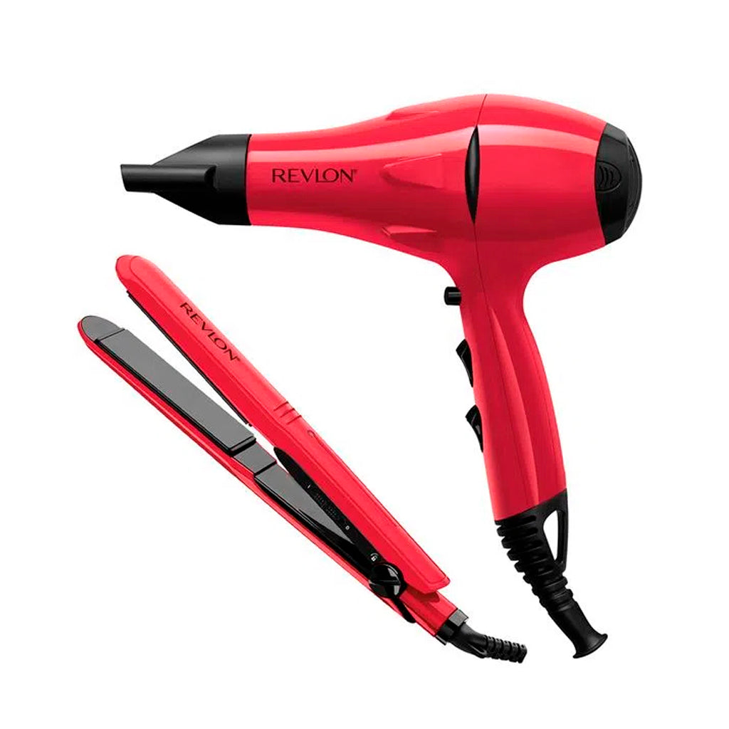 Revlon Frizz Control Styling Set Secador Y Plancha Rojo