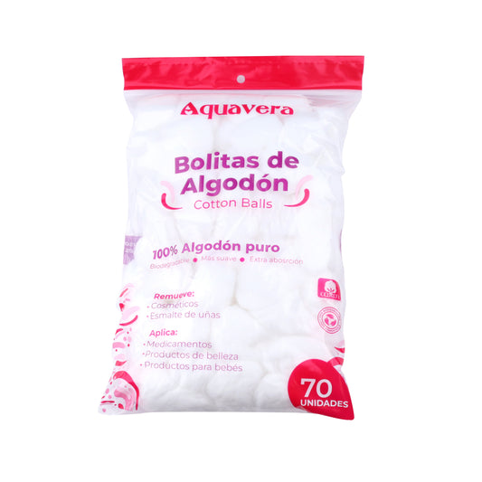 Aquavera Cotton Balls 70 Pack