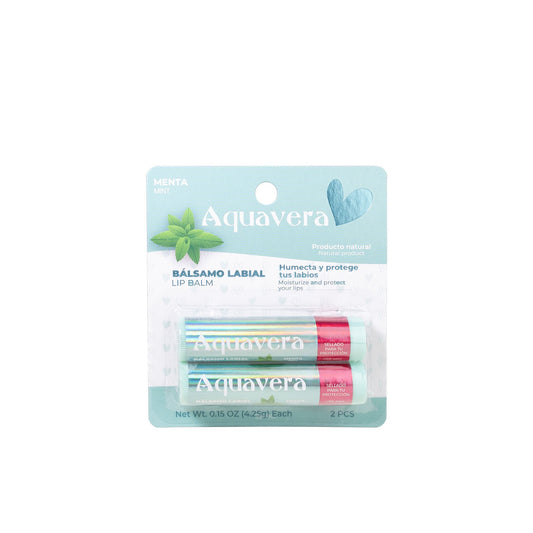 Aquavera Balsamo Labial Menta 2 Piezas