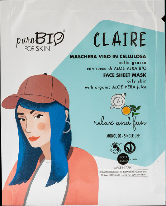 Puro Bio For Skin Claire Face Sheet Mask Relax And Fun
