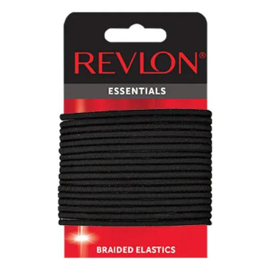 Revlon Medium Black Braided Elastics 18 Piezas