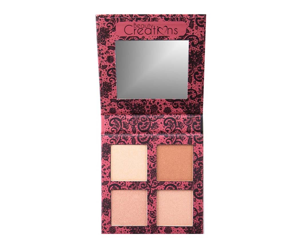 Beauty Creations Highlighter 4 Color Palette W/Mirror Bak
